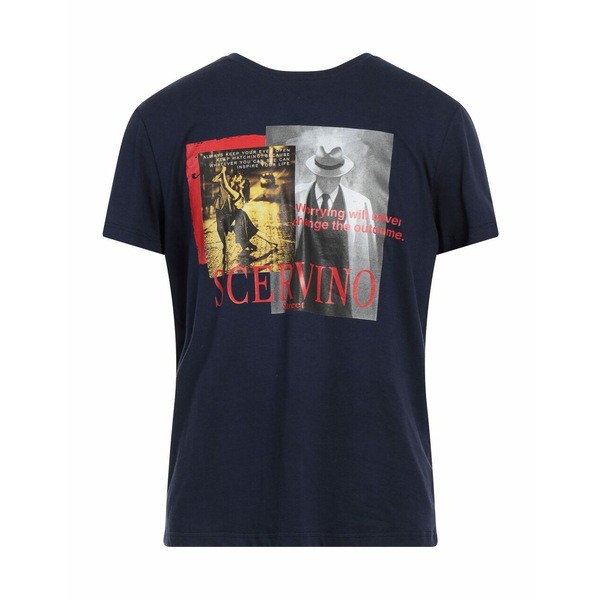 エルマンノ シェルヴィーノ メンズ Tシャツ トップス T-shirts Navy blue-