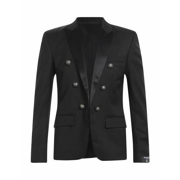 バルマン メンズ ジャケット＆ブルゾン アウター Suit jackets Blackの