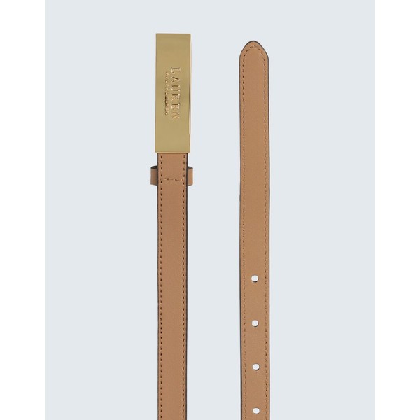 ラルフローレン レディース ベルト アクセサリー LOGO LEATHER SKINNY BELT Light brown｜au PAY マーケット