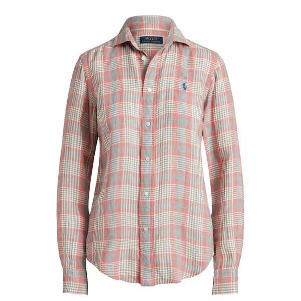 ラルフローレン レディース シャツ トップス Plaid Georgia Shirt Grey/Pinkの通販は