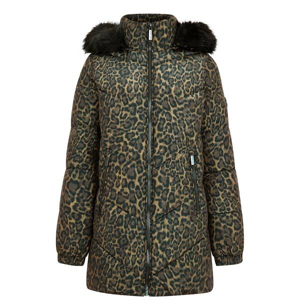マイケルコース レディース ジャケット＆ブルゾン アウター Leopard Print Puffer Coat 311 Oliveの通販は