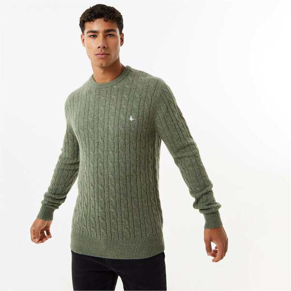 Green Marl Lambswool V-Neck Jumper