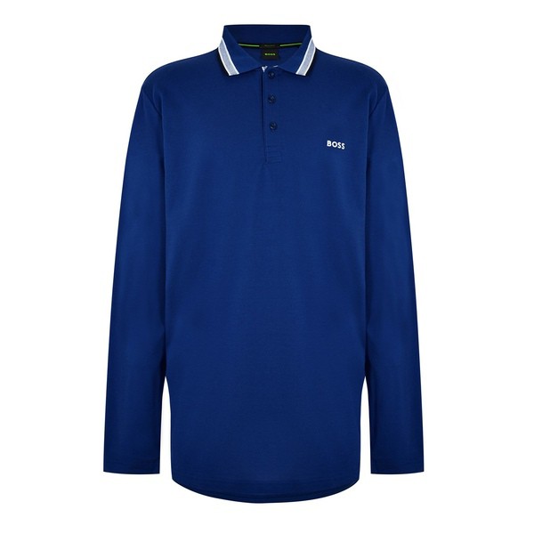 ボス メンズ ポロシャツ トップス Plisy Long Sleeve Polo Shirt Blueの通販は