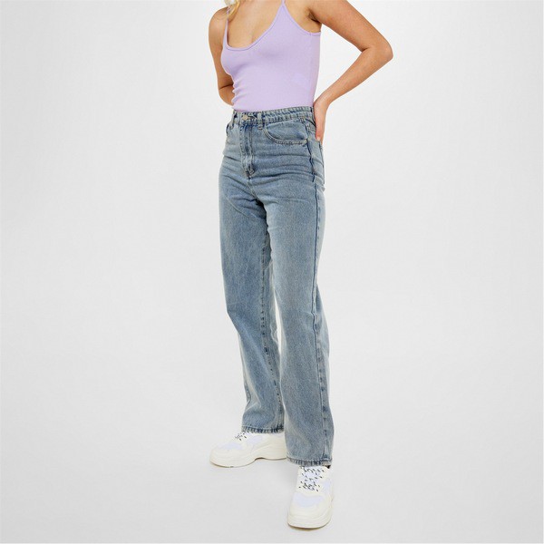 ミスガイデッド レディース デニムパンツ ボトムス Baggy Jeans Blue