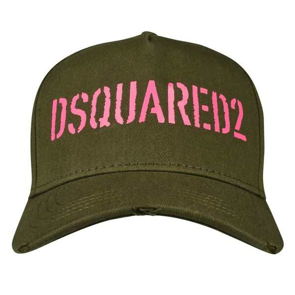 ディースクエアード レディース 帽子 アクセサリー Printed Baseball Cap Green/PinkM2488の通販は