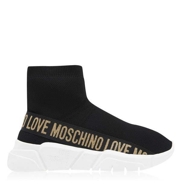 ラブ モスキーノ レディース スニーカー シューズ Band Logo Sock Trainers Gold Tape 00Aの通販は