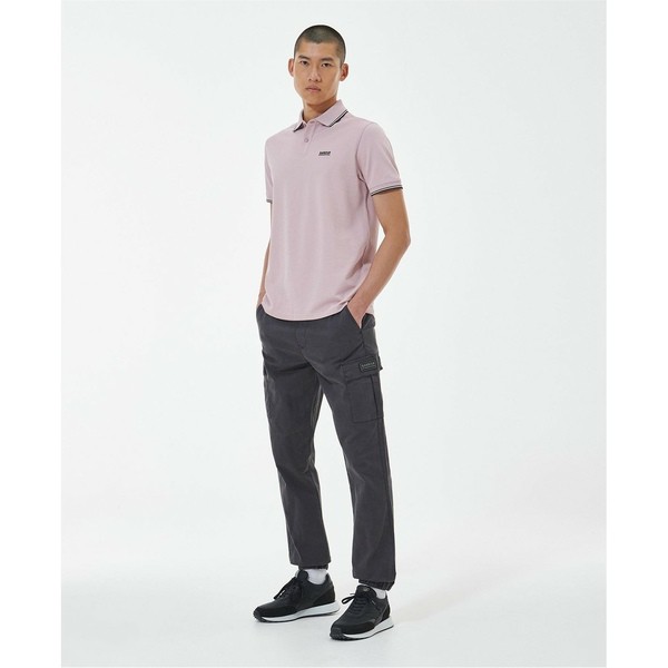 バブアー メンズ ポロシャツ トップス Rider Tipped Polo Shirt Dusk Pinkの通販は