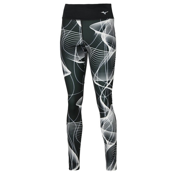 ミズノ レディース レギンス ボトムス Aero Printed Womens Running Tight Black