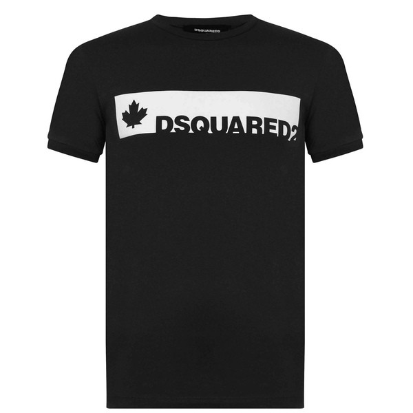 ディースクエアード メンズ Tシャツ トップス Leaf Logo T Shirt Black/Whiteの通販は