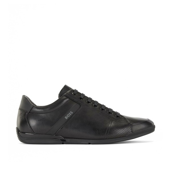 ボス メンズ スニーカー シューズ Saturn Smooth Leather Trainers Black 001の通販は