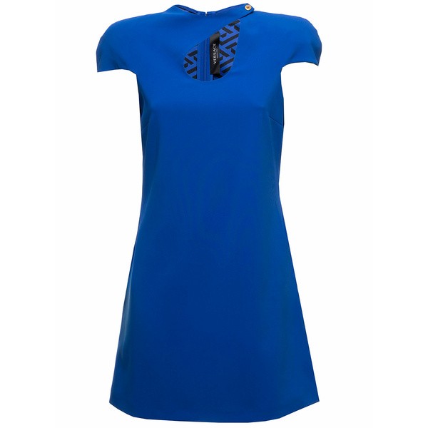 ヴェルサーチ レディース ワンピース トップス Electric Blue Midi Dress In Virgin Wool Knit With  Cut Out And Medusa Detailing Versa｜au PAY マーケット