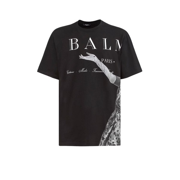バルマン メンズ Tシャツ トップス T-shirt BLACK