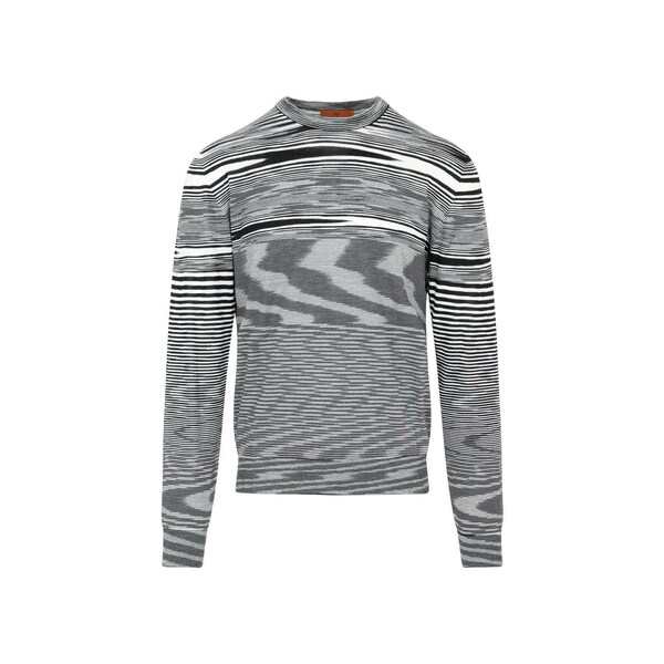 アウター　Jumper　Bianco-　Crewneck　メンズ　Striped　ニットセーター　ミッソーニ　e　Long-sleeved　Nero