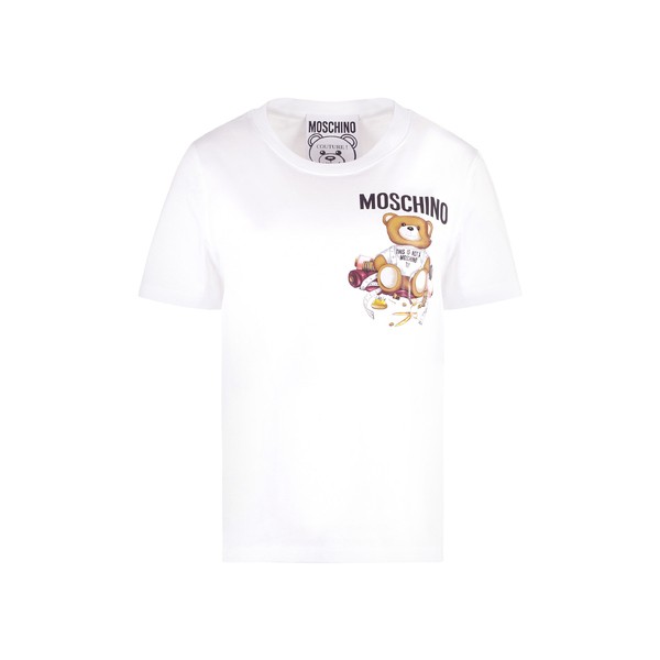 モスキーノ レディース Tシャツ トップス Bear Printed T-shirt White