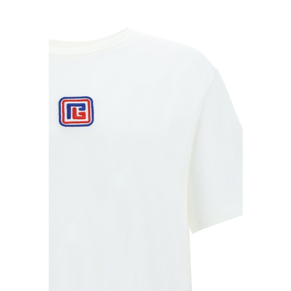 バルマン メンズ Tシャツ トップス T-shirt Blanc blue/moyen rougeの