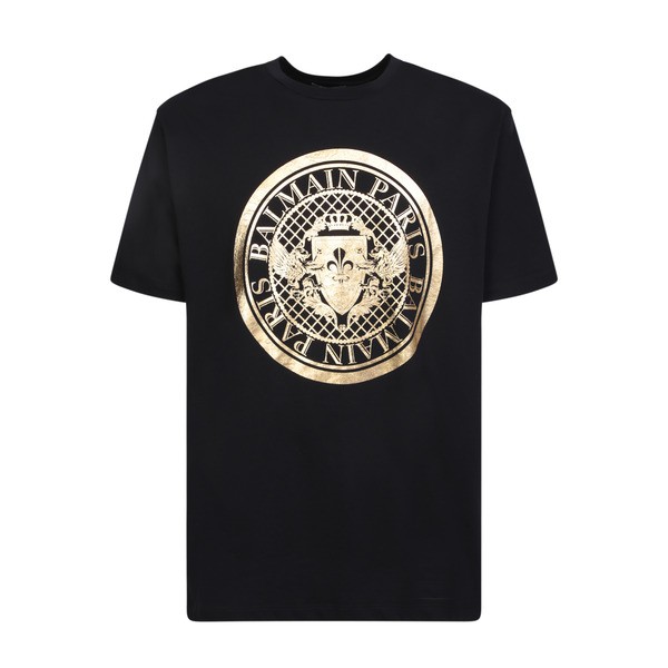 バルマン メンズ Tシャツ トップス Metallised Coin Logo T-shirt Black