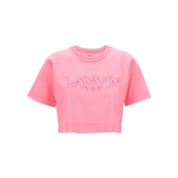 ランバン レディース Tシャツ トップス Logo Embroidery T-shirt Fuchsia