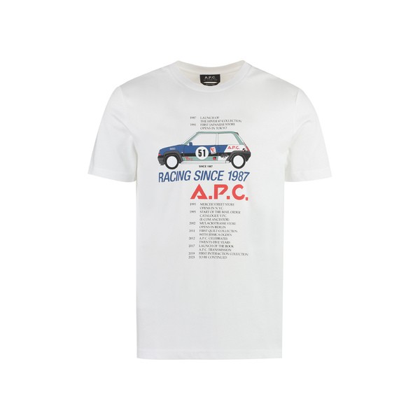 アーペーセー メンズ Tシャツ トップス Printed Cotton T-shirt White