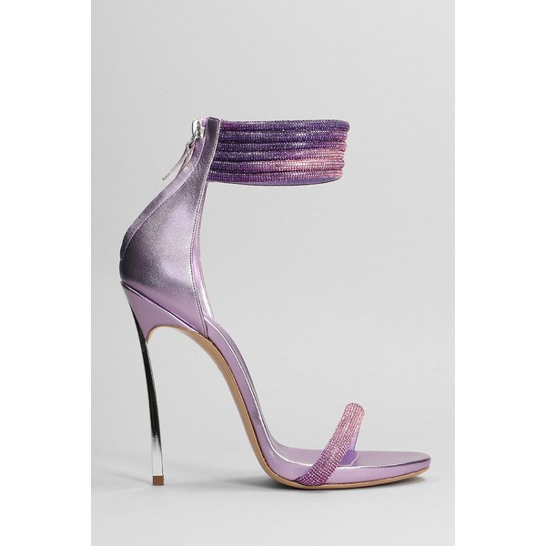 カサディ レディース サンダル シューズ Sandals In Viola Leather