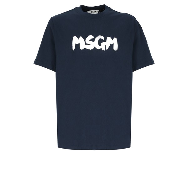 エムエスジイエム メンズ Tシャツ トップス Cotton T-shirt Blueの通販