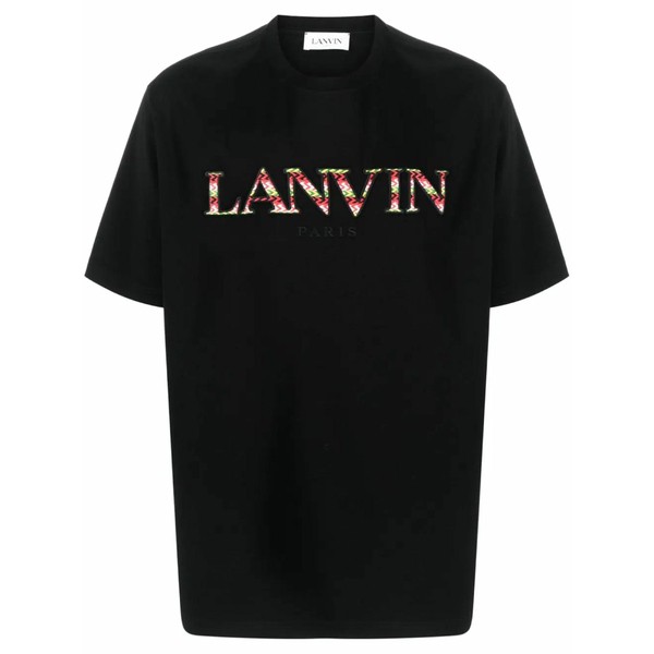 ランバン メンズ Tシャツ トップス Black Cotton T-shirt Neroの通販は