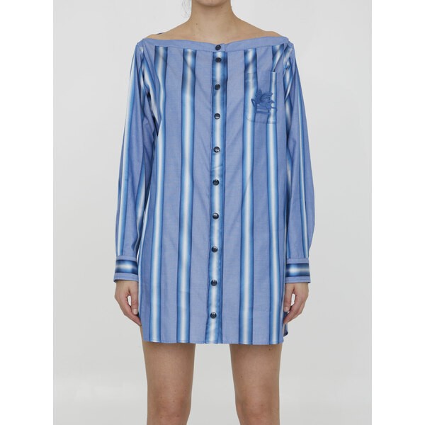 エトロ レディース ワンピース トップス Striped Shirt Dress LIGHT BLUE