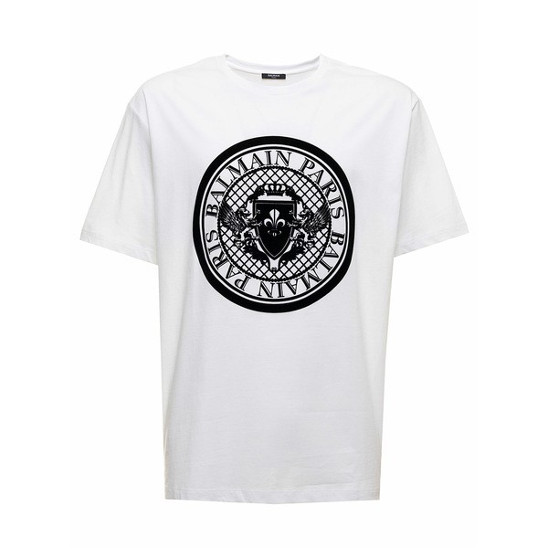 バルマン メンズ Tシャツ トップス Man's White Cotton T-shirt With