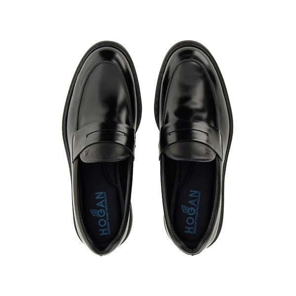 ホーガン メンズ スリッポン・ローファー シューズ Black Loafer -の