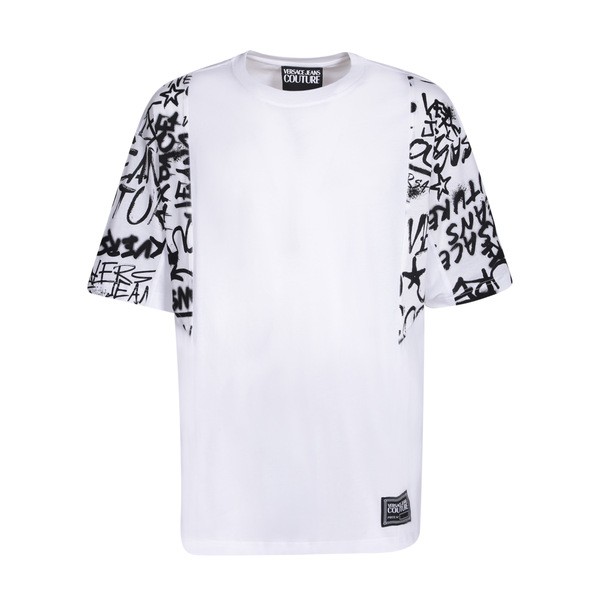 ベルサーチ メンズ Tシャツ トップス Graffiti Print White T-shirt By