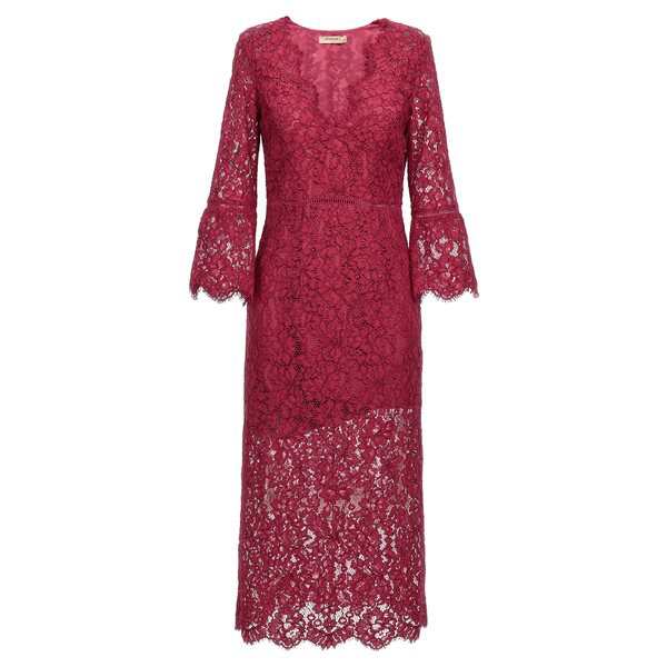 ツインセット レディース ワンピース トップス Lace Midi Dress Fuchsia