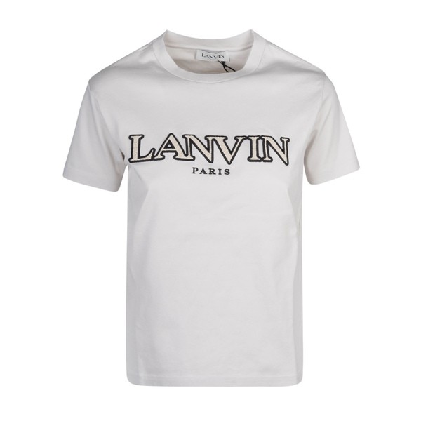 ランバン レディース Tシャツ トップス Logo Embroidered T-shirt Mastic