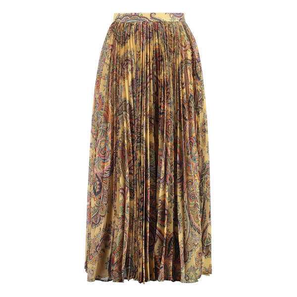 エトロ レディース スカート ボトムス Paisley Print Pleated Skirt Camel