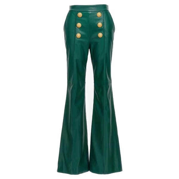 バルマン レディース カジュアルパンツ ボトムス Leather Pants Green