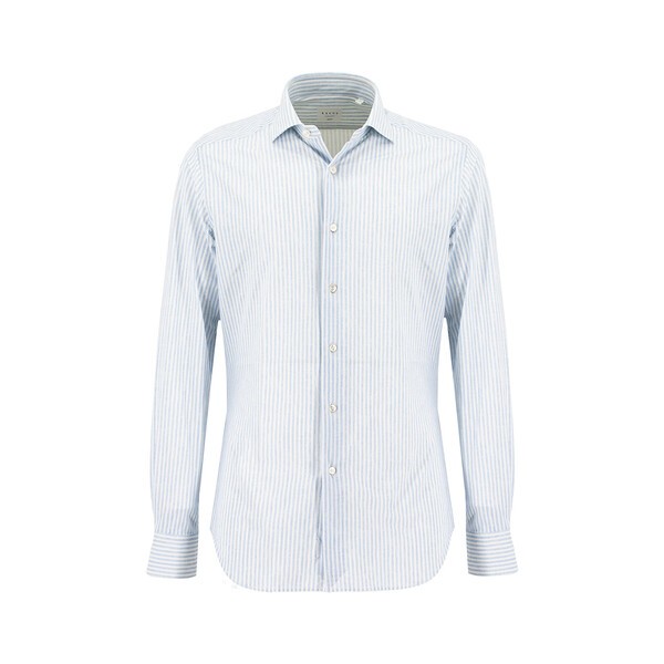 ザカス メンズ シャツ トップス Shirt STRIPE LIGHT BLUE+WHITEの通販