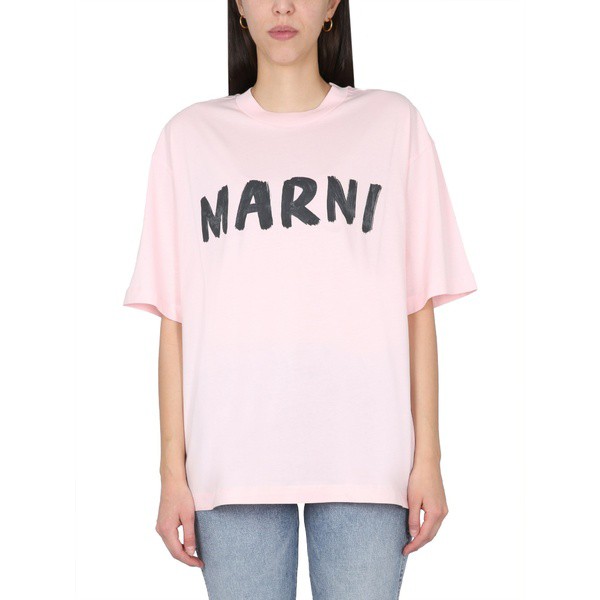 マルニ レディース Tシャツ トップス T-shirt With Logo Pink-