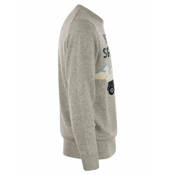 Oversized Cashmere-blend Sweater - Gray - Ladies