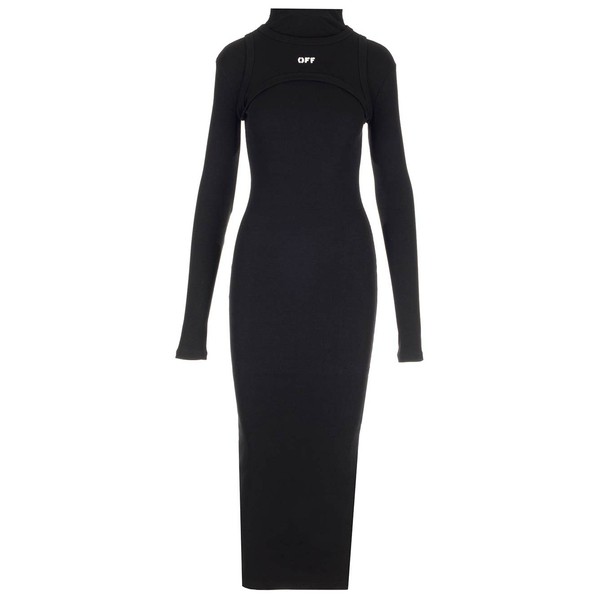 オフホワイト レディース ワンピース トップス Turtleneck Midi Dress