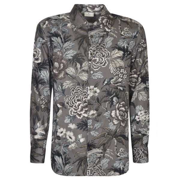 エトロ メンズ シャツ トップス Floral Print Formal Shirt GREYの通販