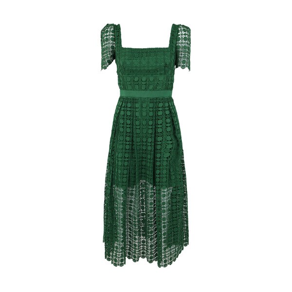 セルフ・ポートレイト レディース ワンピース トップス Green Petal Lace Midi Dress Green｜au PAY マーケット