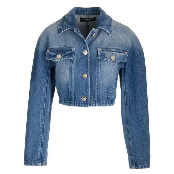 ヴェルサーチ レディース ジャケット＆ブルゾン アウター Cropped Denim Jacket Blue｜au PAY マーケット