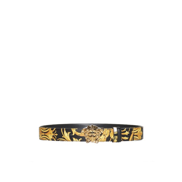 ヴェルサーチ メンズ ベルト アクセサリー Belt Black gold-versace gold