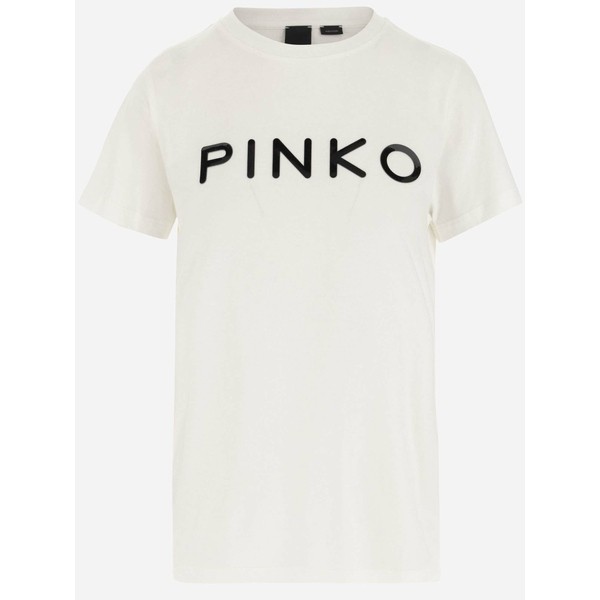 ピンコ レディース Tシャツ トップス Cotton T-shirt With Logo White