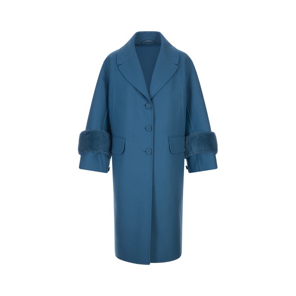 エルマンノ シェルヴィーノ レディース ジャケット＆ブルゾン アウター Long Blue Coat With Mink Fur Blu｜au PAY  マーケット