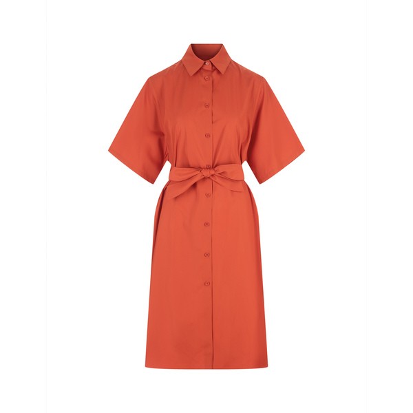 アスペジ レディース ワンピース トップス Orange Poplin Midi Shirt