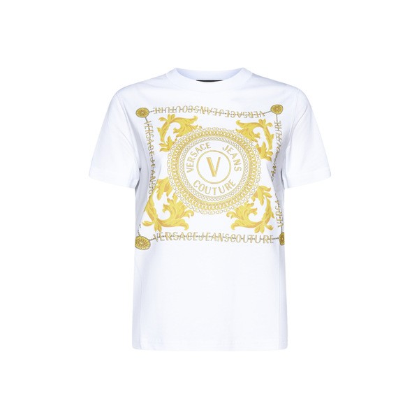 ベルサーチ レディース Tシャツ トップス T-Shirt White goldの通販は