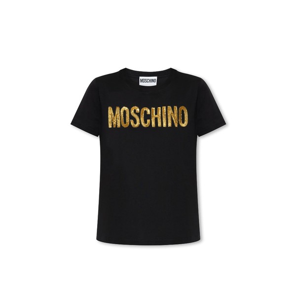 モスキーノ レディース Tシャツ トップス T-shirt With Logo Black