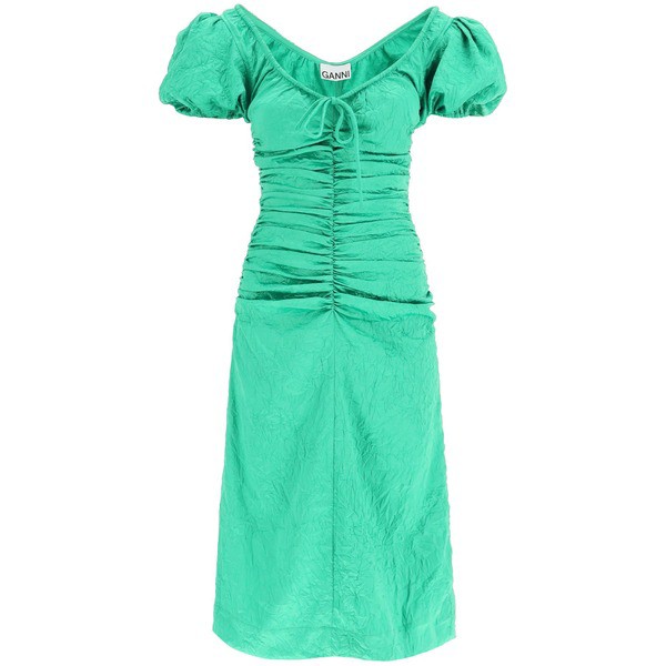 ガニー レディース ワンピース トップス Crinkle Satin Midi Dress Green