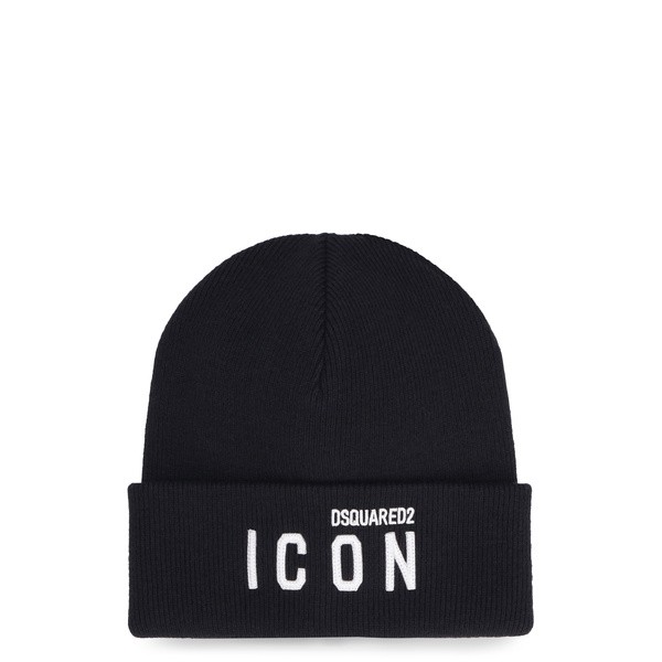 ディースクエアード メンズ 帽子 アクセサリー Be Icon Wool Beanie BLACK