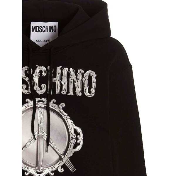 モスキーノ レディース パーカー・スウェットシャツ アウター Logo Printed Drawstring Hoodie BLACK｜au PAY  マーケット