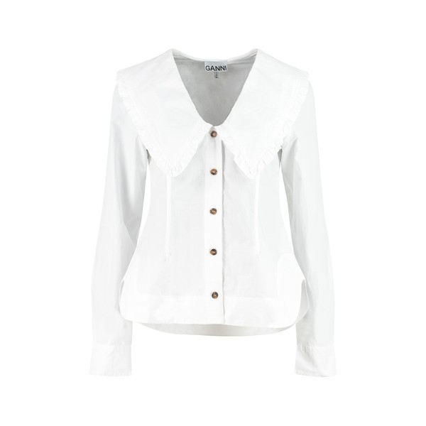 ガニー レディース シャツ トップス Maxi Collar Cotton Shirt Whiteの